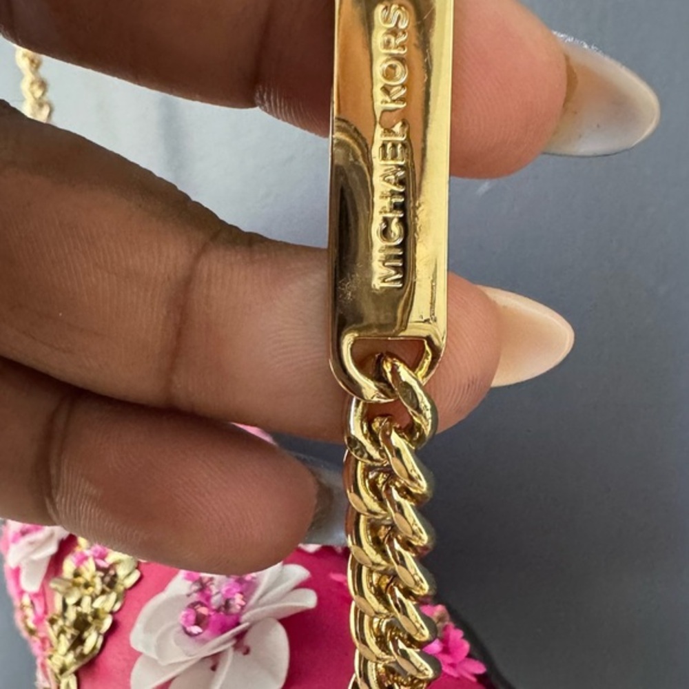 Michael‎ Kors Fuchsia Floral Jade Gusset Leather Crossbody Bag - Picture 9 of 10